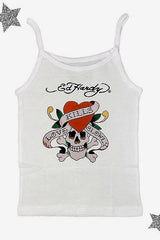 Vintage Skull Rose Print Cami