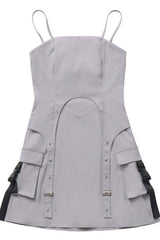 Cyber Techwear Wolf Girl Mini Dress