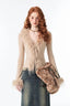 Lace Up V Neck Furry Plush Knit Top