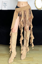 Vintage Metal Buckle Frilled Tassel Belt
