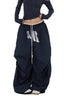Layered Waistband Baggy Drawstring Pants