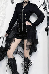 Gothic Ruffle Trim Patchwork Blouse