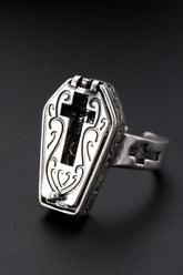 Gothic Skull Coffin Cross Open Ring