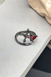 Dark Gothic Red Crystal Stack Ring