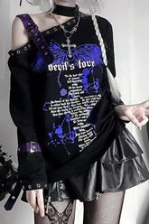 Y2K Harajuku Punk Off Shoulder Knit Top