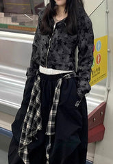 Street Style Star Print Zip-Up Hoodie