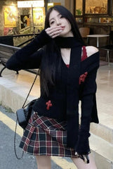 Vintage Slim Lace Sling 2-piece Set Knit Top