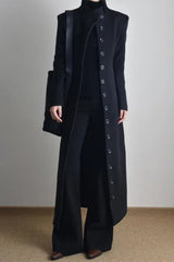 Y2K Wool Belted Stand Collar Coat