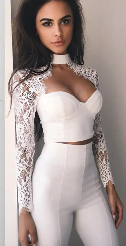 See-Through Lace Mesh Crop Top