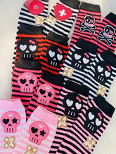 Gothic Punk Striped Fingerless Gloves