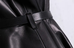 Skirted Maxi Length Leather Long Coat