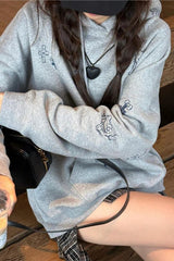 Cartoon Print Grey Hoodie