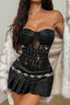 Lace Leather Strapless Slim Buttoned Corset