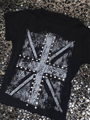 Vintage Street Cross Rhinestone T-shirt