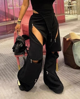 Zipper Adjust Gothic Loose Joggers Pant