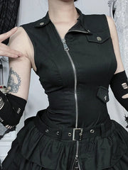 Zipper Grunge Alternative Streetwear Mini Dress