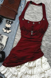 Vintage Red Cross Halter Top