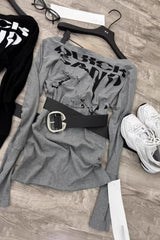 Y2K American Vintage Skew Neck Knit Top