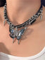 Vintage Gothic Butterfly Stud Tassel Choker Necklace