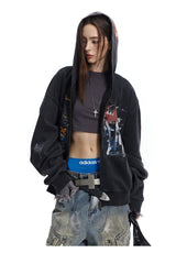 Street Style Graffiti Zip-Up Hoodie