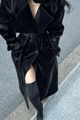 Cool Black Shiny Trench Coat