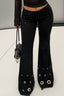 Eyelet Low Rise Flare Pants