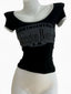 Y2K Grey Black Letter Print Lace-up T-shirt