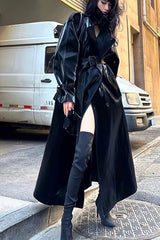 Cool Black Shiny Trench Coat
