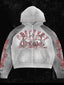 Gothic Grunge Graphic Thickened Fleece Oversized Hoodie