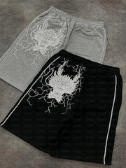 Vintage Y2K Dragon Embroidery Sporty Shorts
