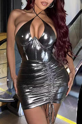 Cyber Techwear Sexy Cutout Cross Tie Mini Dress