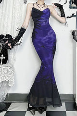 Mesh Backless Straps Bodycon Cocktail Maxi Dress