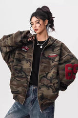 Vintage Camouflage Zip-Up Hoodie