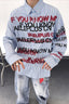 Stripe Punk Slogan Print Relaxed Fit Long Sleeve Blouse