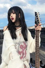 Y2K Punk Hollow Out Ripped Thin Knit Sweater