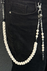 White Turquoise Bone Cross Punk Waist Chain