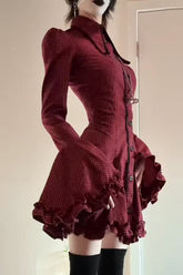 Gothic Dark Plaid Shirt Mini Dress