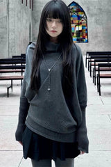 Y2k Vintage Batwing Sleeve Slim Solid Knit Top