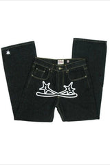 Punk Rock Y2K Print Men's Straight Denim Pants