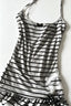 Y2K Gray Black Stripe Bone Bow Cami Mini Dress