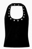 Y2K Hollow Grommet Halter Top