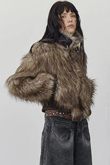 Double Faced Plush Patchwork Coat