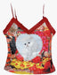 Y2K Oil Painting Cat Print Sweet Lace Camis