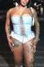 Street Light Blue Lace-up Tube Tank Top