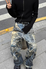 Vintage Irregular Graffiti Straight Pants