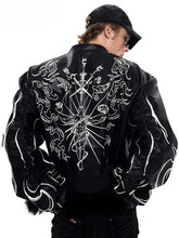Printed Leather Motorcycle Jacket