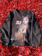Y2K Goth Cat Print Oversized Knit Top