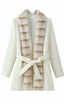 Fluffy Collar Belted Short Coats