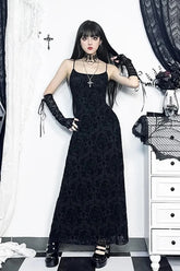 Dark Style Halter Bag Hip Maxi Dress