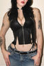 Gothic Sleeveless Zipper Lace-up Leather Tank Top
